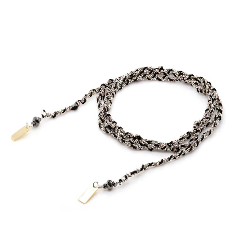 Pulsera/gargantilla vueltas negro/plata