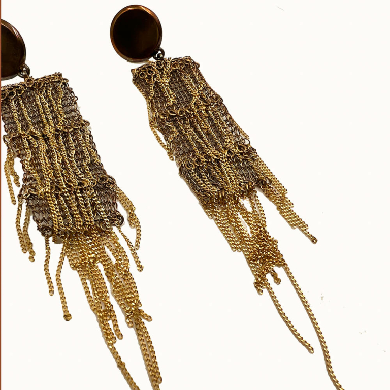 Pendientes largos dorado y cobre - Imagen 2