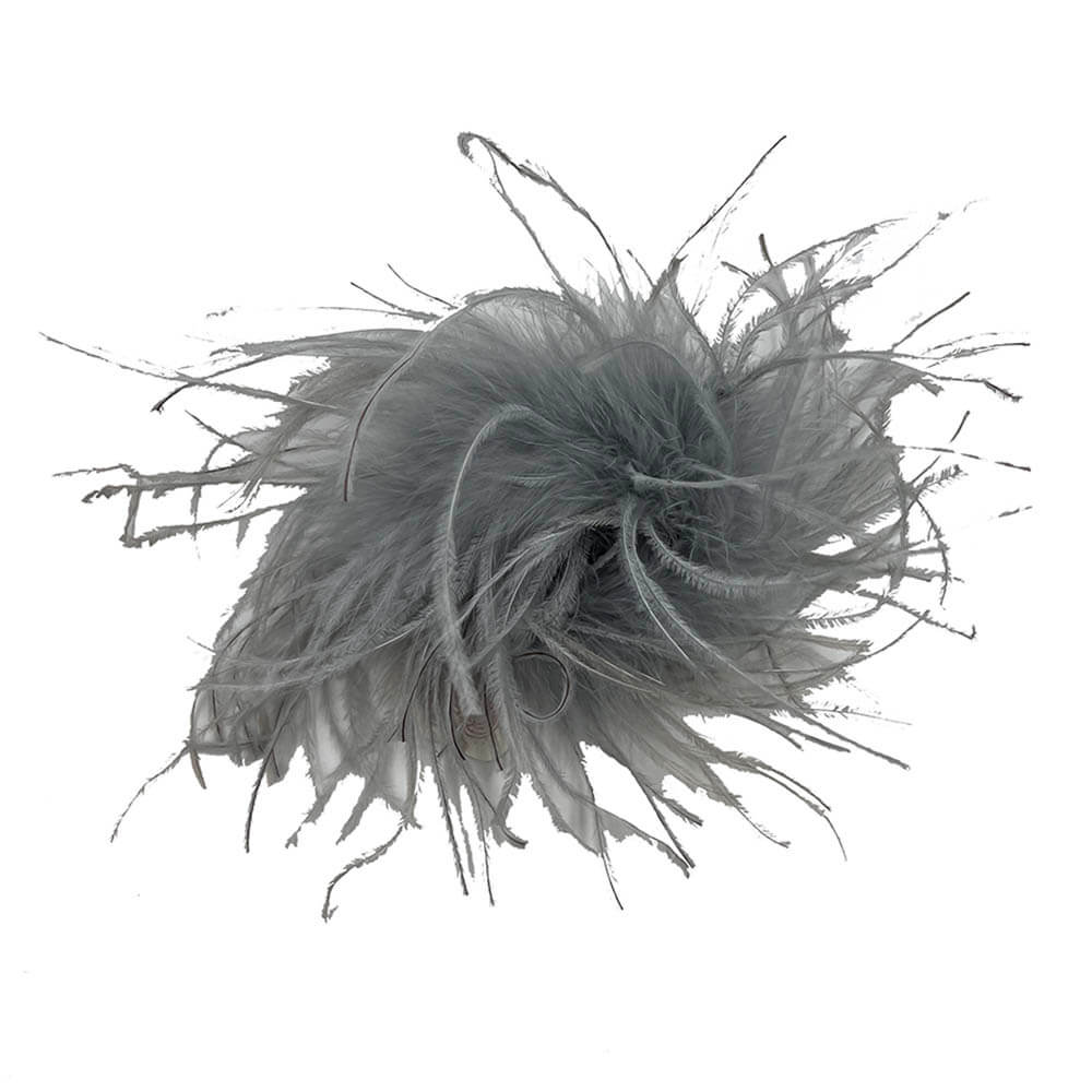 Broche plumas gris -