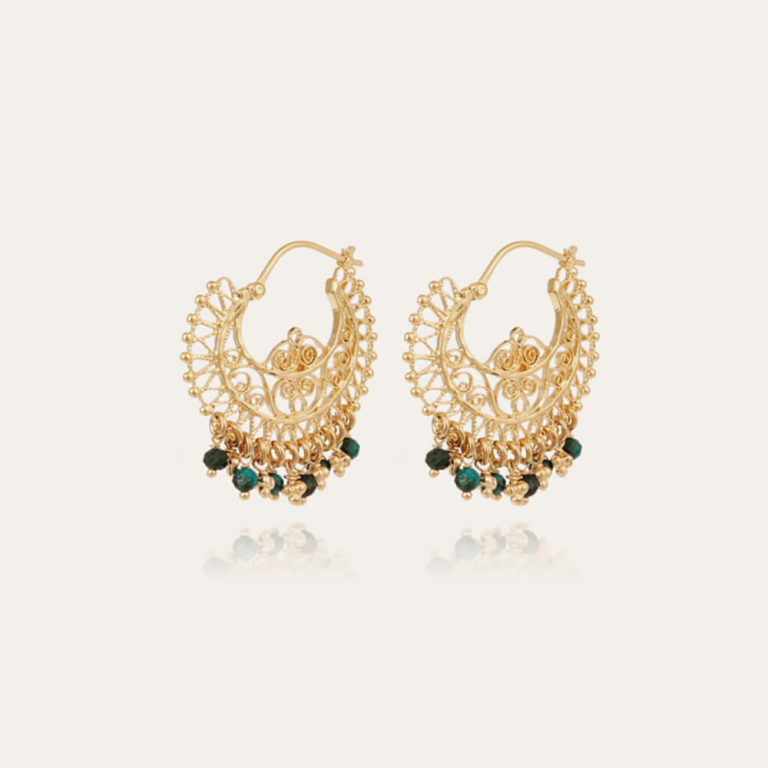 Gas Bijoux pendientes Yuca  perlitas verdes