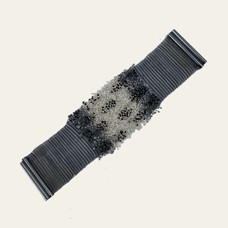 Brazalete malla de plata y swarovkis - Imagen 2