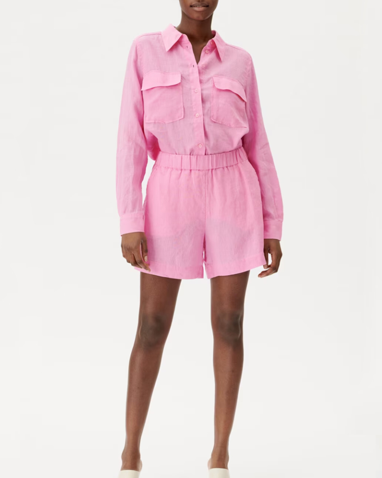 Short de lino rosa