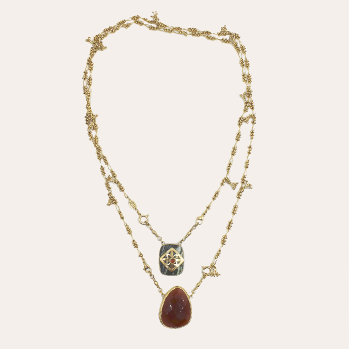 Gas Bijoux collar Scap de piedras jaspe y amazonita