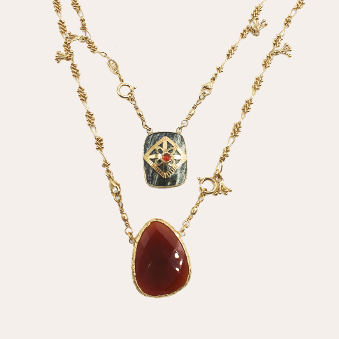 Gas Bijoux collar Scap de piedras jaspe y amazonita - Imagen 2