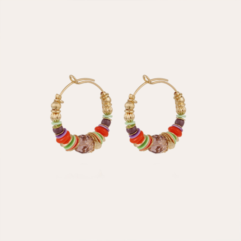 Gas bijoux pendientes circulares con cuentas de colores naranja