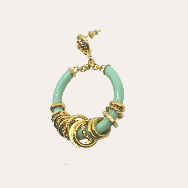 Gas bijoux pendientes anillo de acetato verde agua - Imagen 2