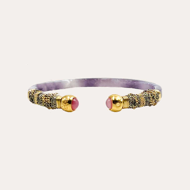 Gas Bijoux pulsera Sari Bis piedras rosas y oro