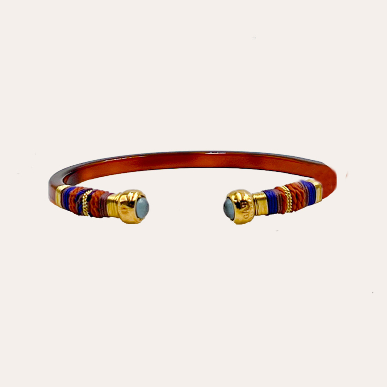 Gas Bijoux pulsera Sari Bis piedras celestes y oro