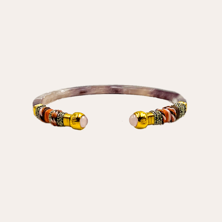 Gas Bijoux pulsera Sari Bis piedras rosa pálido y oro