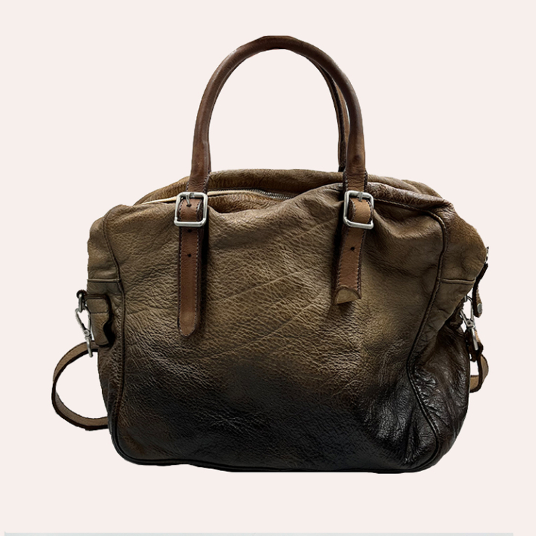 Bolso ovalado de piel taupe degradado - Imagen 2