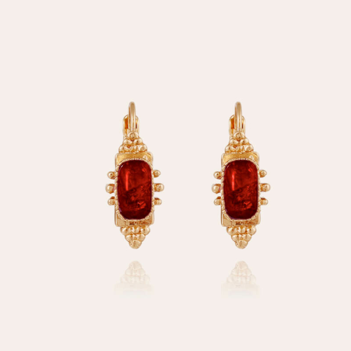 Gas Bijoux pendientes Serti piedra roja