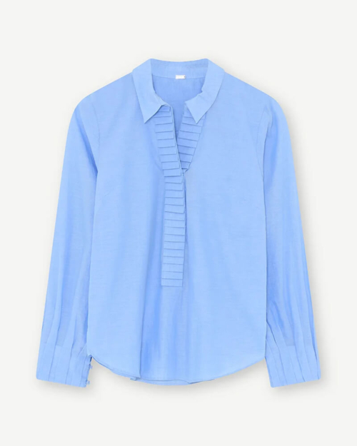 camisa tablillas en solapa azul claro fp 13416