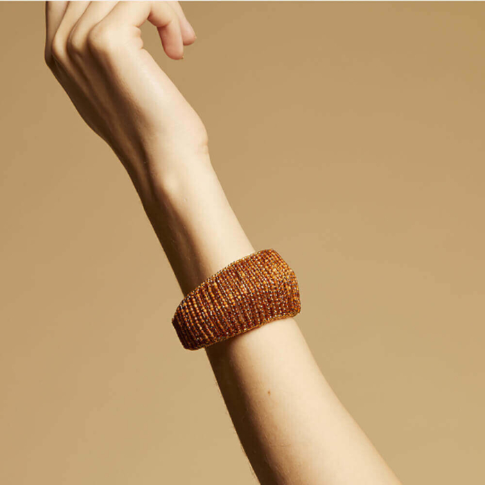 GAS BIJOUX BRAZALETE IZZIA MANCHETTE NEGRO Y CAMEL ORO MODELO 12339B