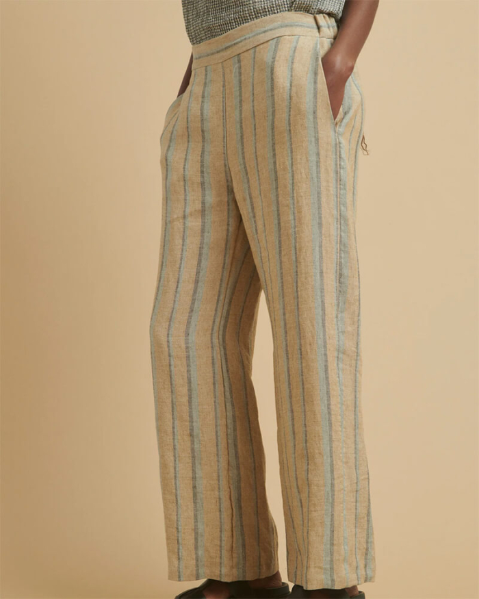 Diega pantalon Pino lino rayas modelo lateral