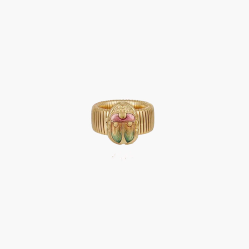 gas bijoux anillo aida oro escarabajo rosa y verde