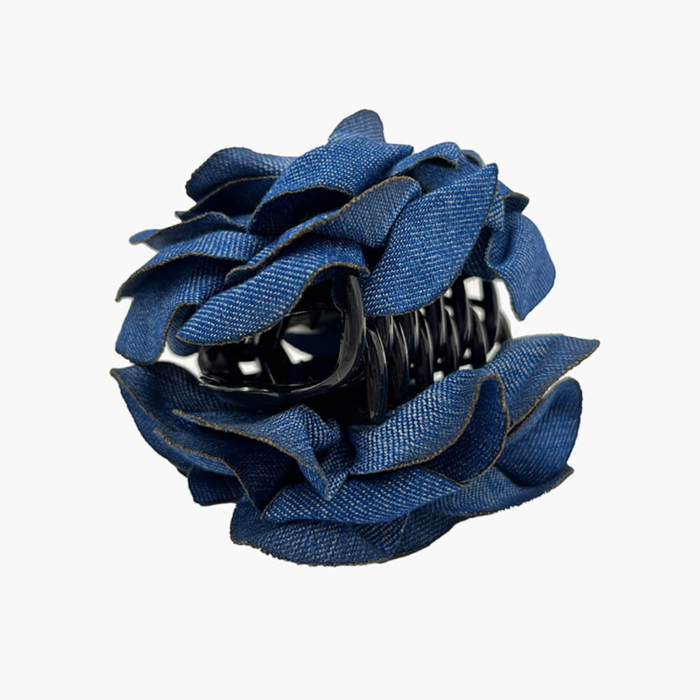 broche cabello flor azul tejano