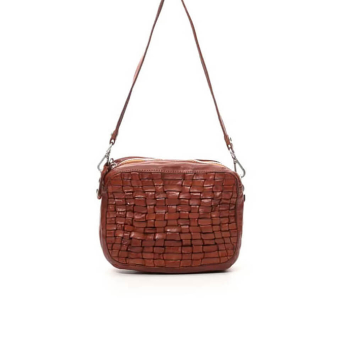 Campomaggi Bolso trenzado Ostuni Cognac