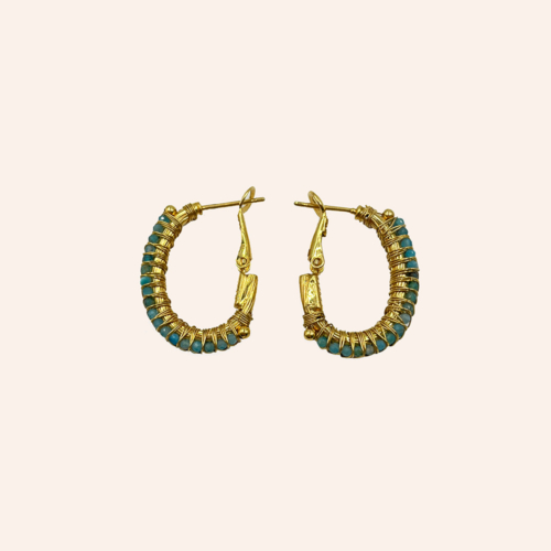 Gas Bijoux pendientes lyre esmeralda