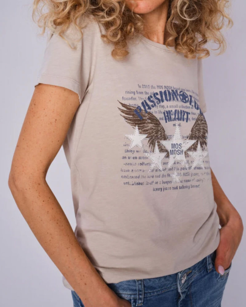 Mos Mosh camiseta Zibby gris pluma