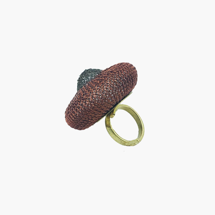 Anillo Domo Cobre/Negro grande