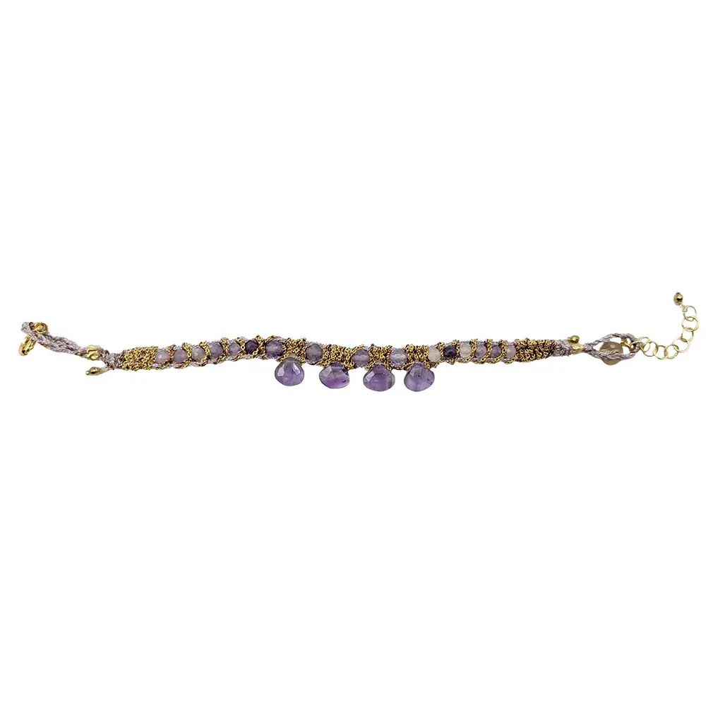 Pulsera Candy Drop Lepidolita y Amatista lila - Imagen 3