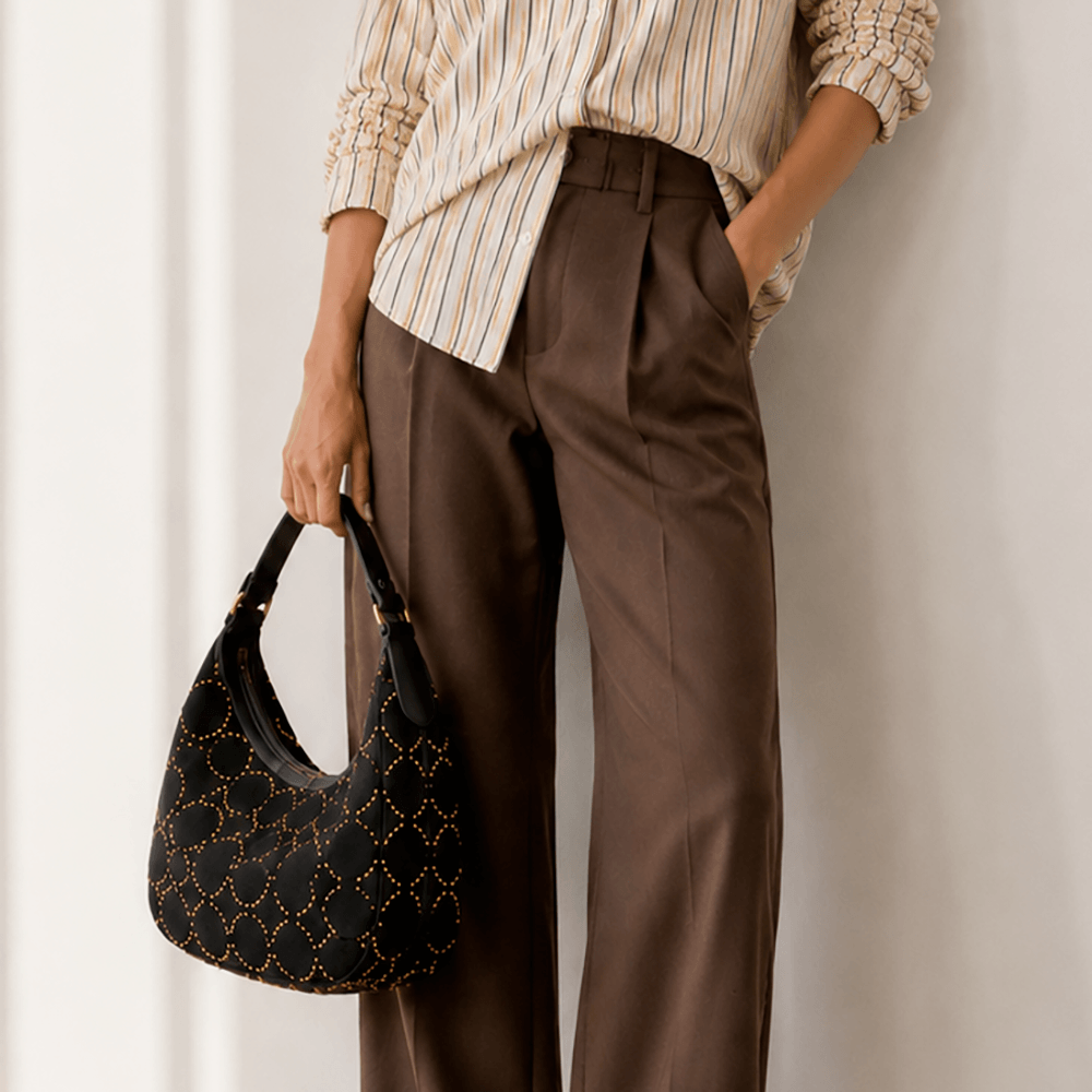 Campomaggi Bolso Marisa L de Piel Negra con Tachuelas