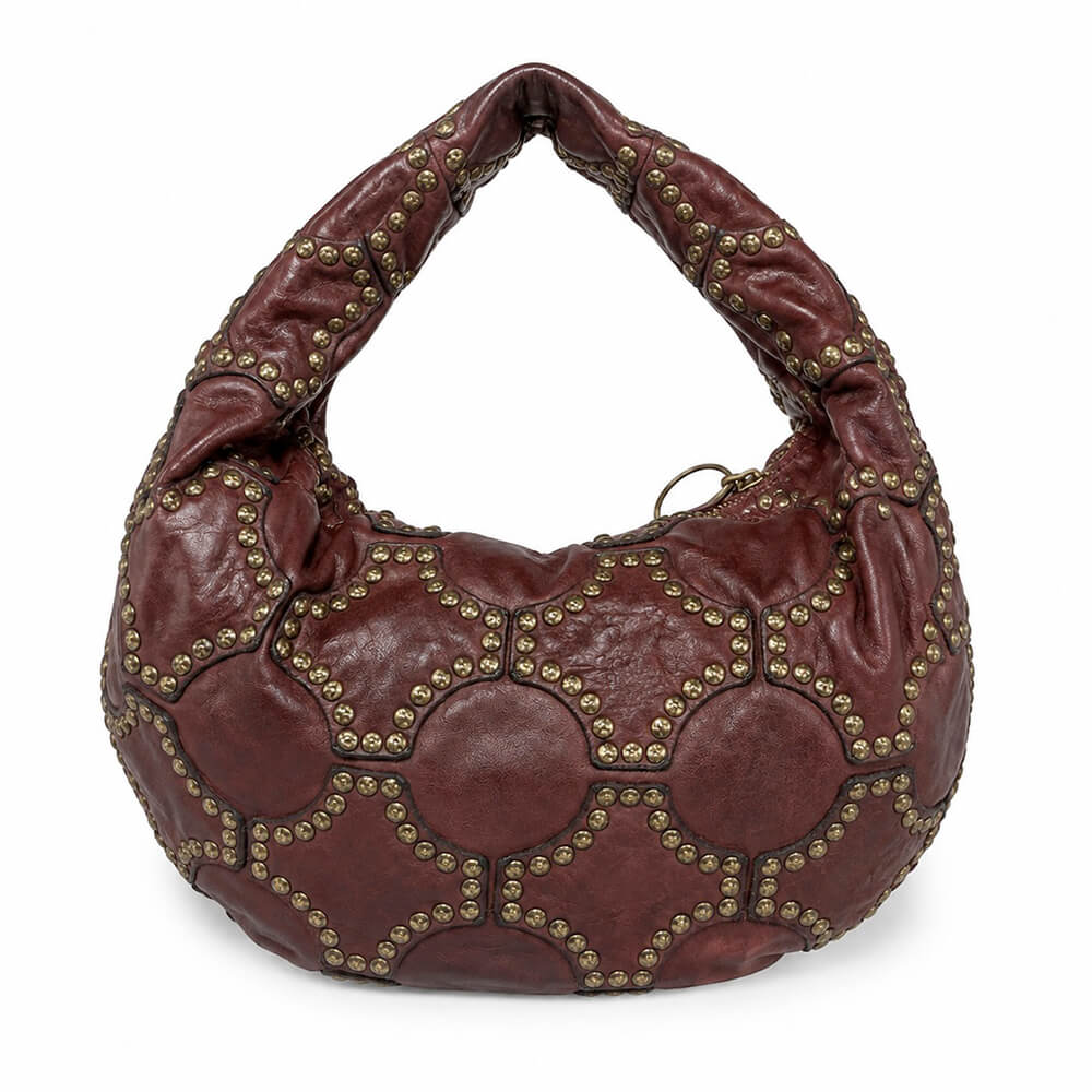 Campomaggi Bolso Marisa M de Piel Vino Burdeos con Remaches