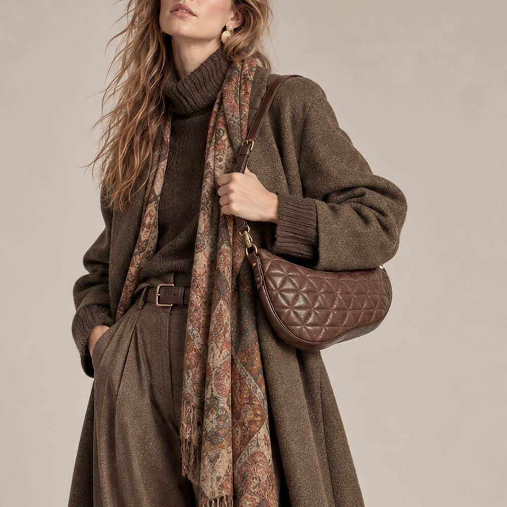 Vive la Difference Bolso de Hombro Acolchado de Piel Burdeos