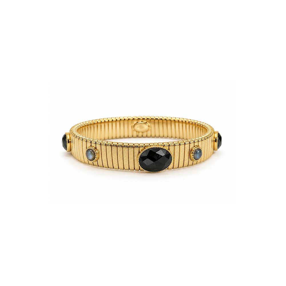 Gas Bijoux Brazalete Strada Oro con Piedras Negras y Celestes