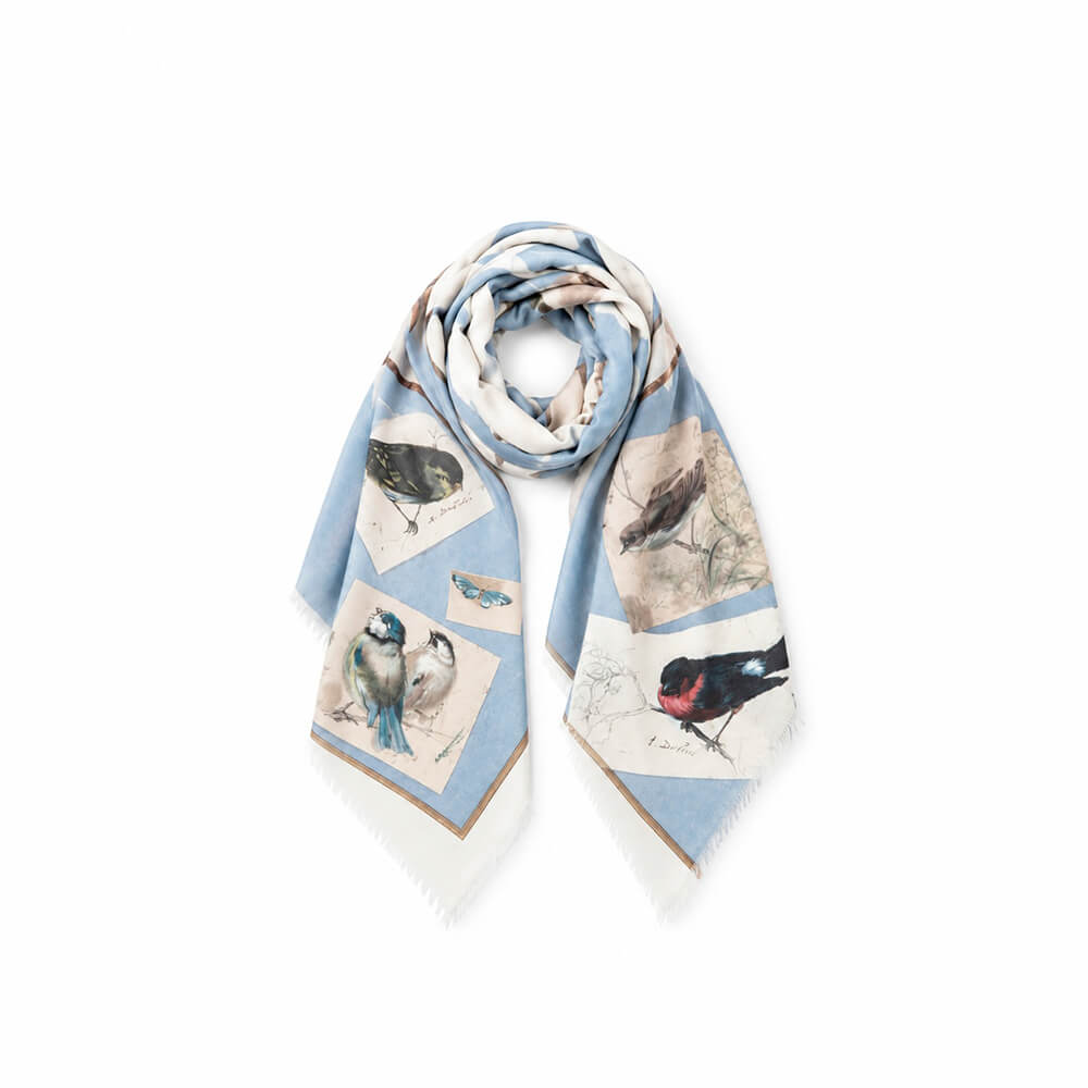 Fular Ela Birdwatch de Seda y Modal Estampado