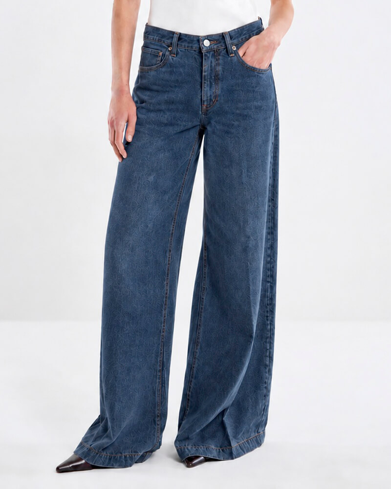 Tejanos Madison de Pierna Ancha en Denim Azul
