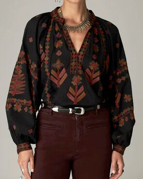 Maison Hotel Blusa Robin Negra de Algodón Bordado
