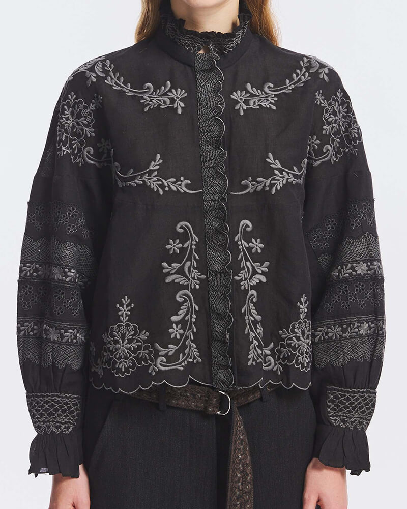 Antik Batik Camisa Penny de Lino y Algodón Negra