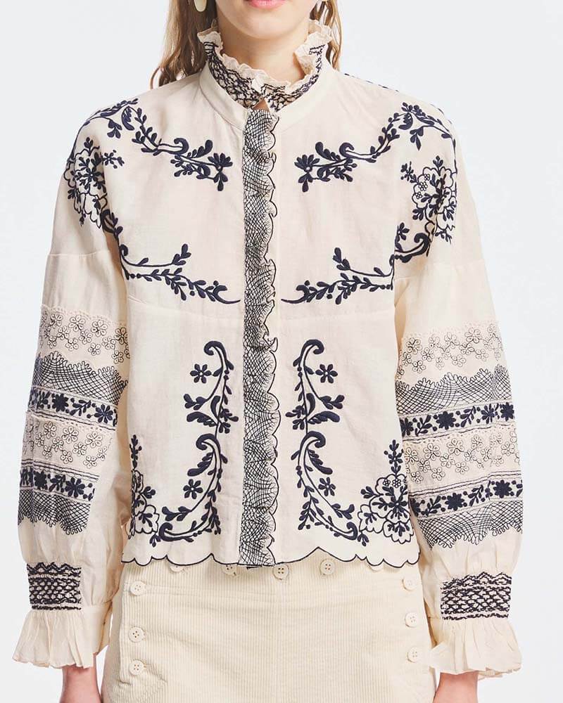 Antik Batik Camisa Penny de Lino y Algodón Blanca