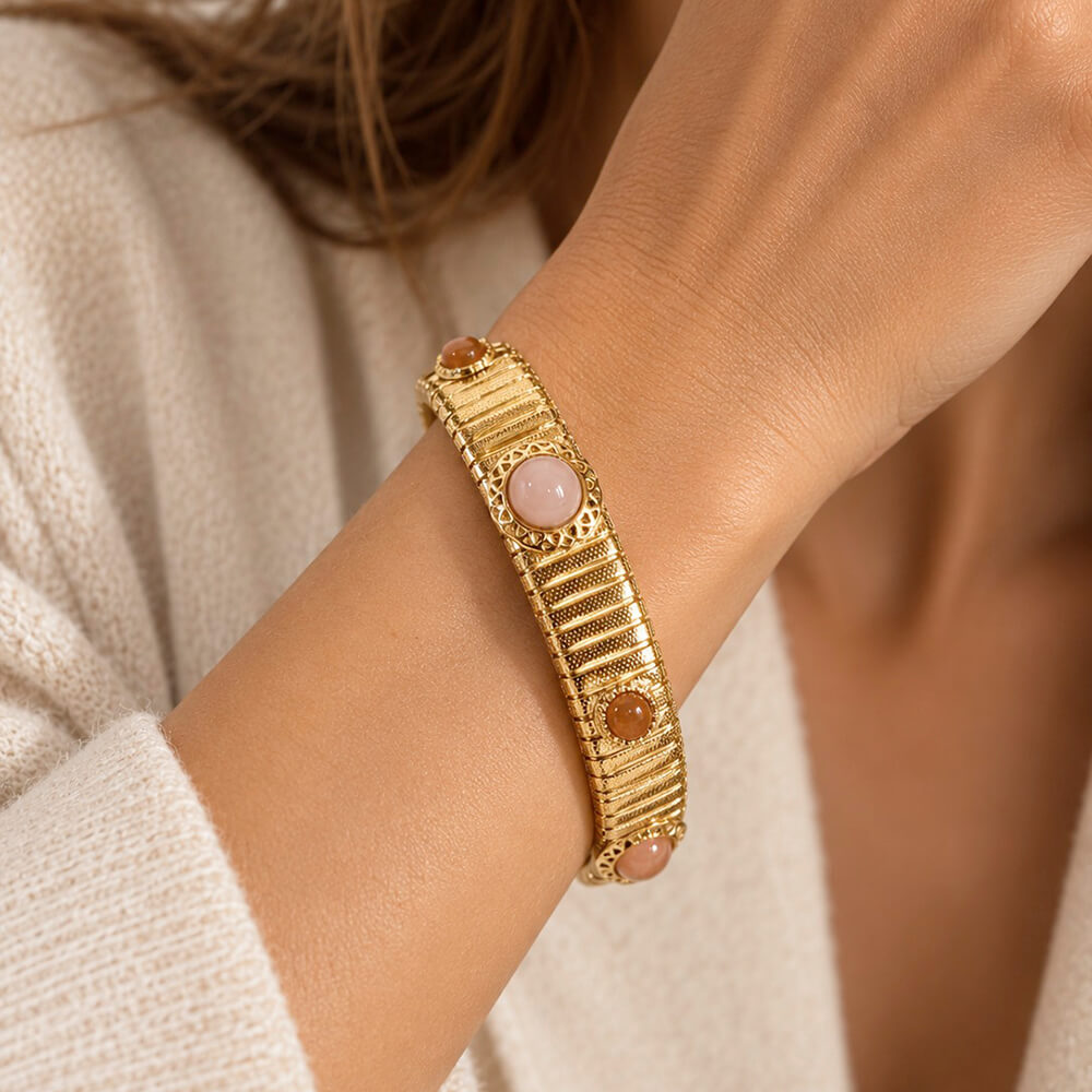 Gas Bijoux Brazalete Strada Oro con Piedras Rosadas