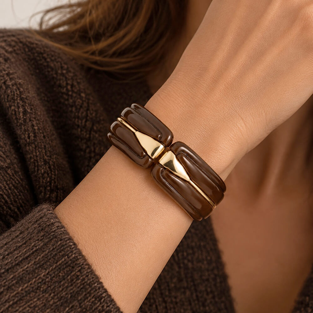 Gas Bijoux Brazalete Ecume acetato doré - Marron